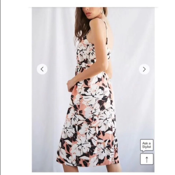 F21 tropical print buttonfront midi dress - Picture 3 of 8